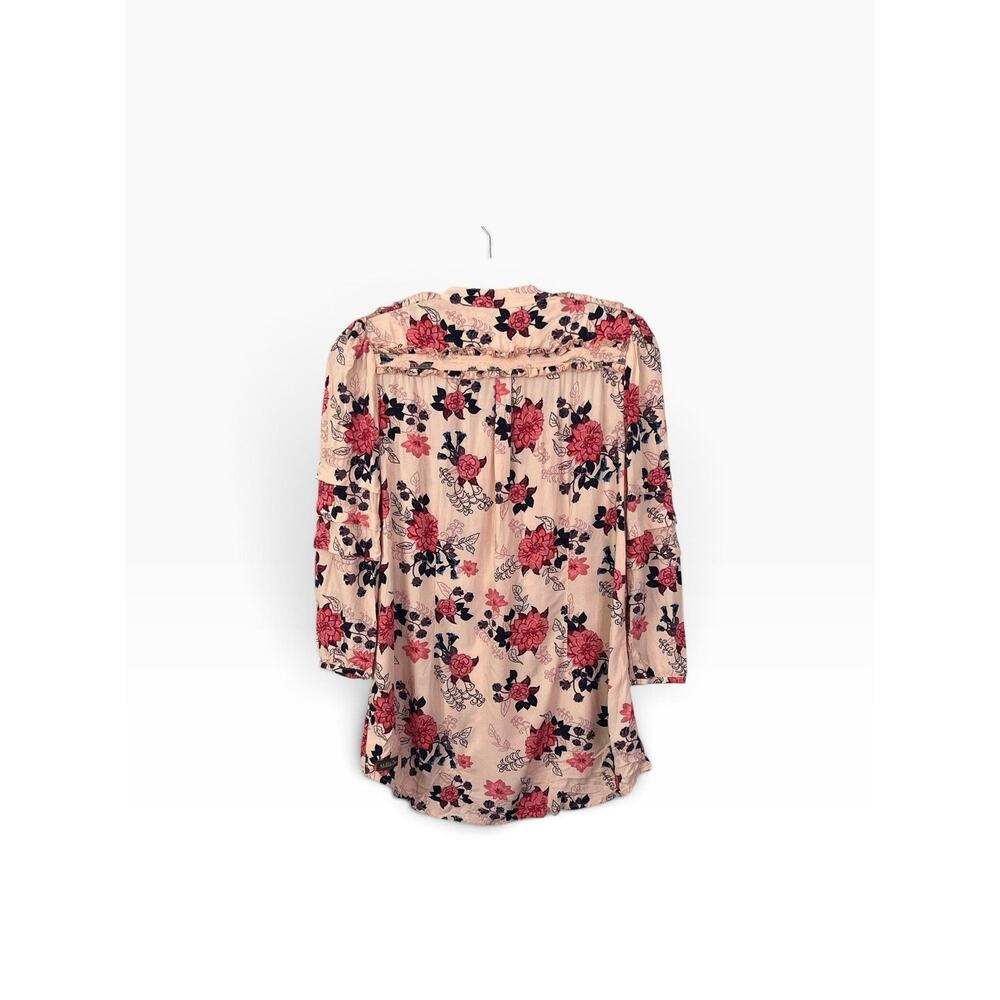 Matilda Jane Livery Millie Blouse Size S Peach Floral Henley Popover Top Boho - Picture 5 of 13